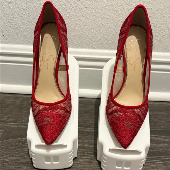 Jessica Simpson Shoes - Jessica Simpson Red Lace Heels